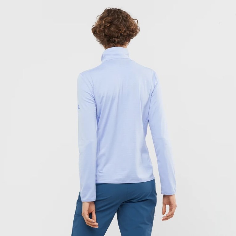 Salomon Essential Lightwarm Full Zip Women's Jackets Light Blue | CA 7A51